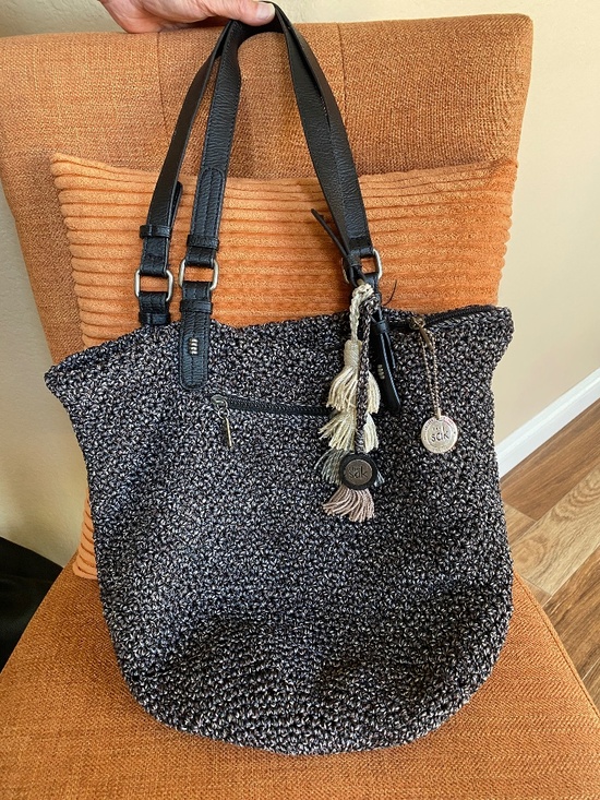 The Sak Handbags - The Sak Sequoia Crochet Hobo Bag - Urban Static Black & Gray